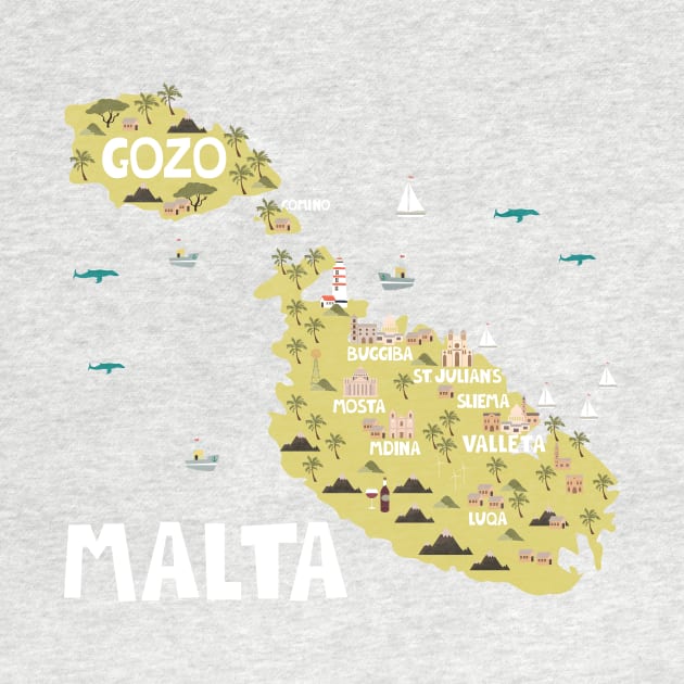 Malta Illustrated Map by JunkyDotCom